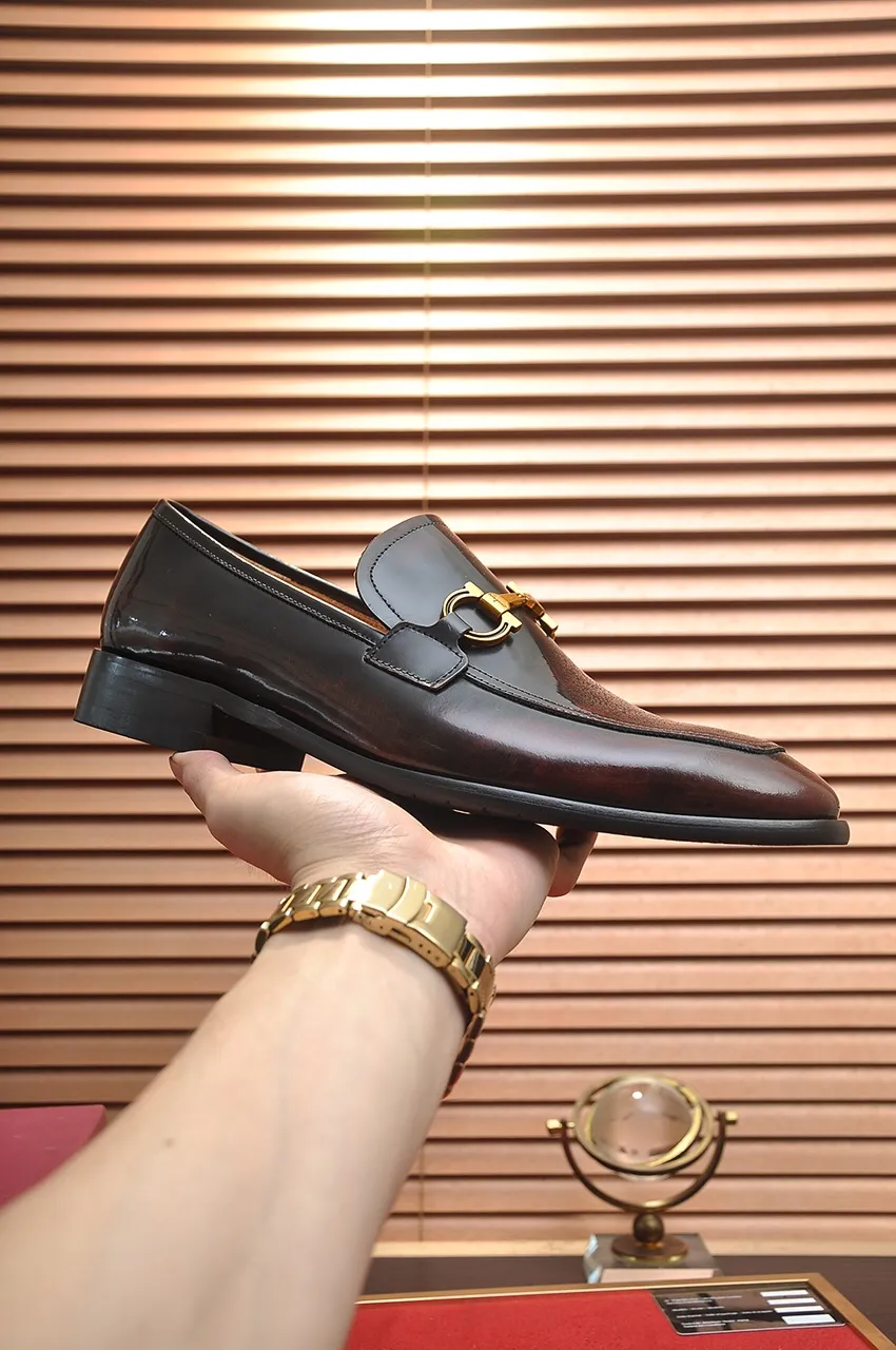 Men's shoes 💰500💶[Ferragamo/Ferragamo] The latest model in the counter. Original imported high-quality cowhide with open edges + imported 🐂 water-dyed cowhide lining + original luxury metal buckle + original combined outsole. Comparison without pressure 38--45 (45 is custom-made and cannot be returned or exchanged)